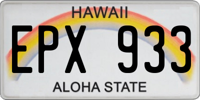 HI license plate EPX933
