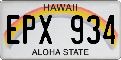 HI license plate EPX934