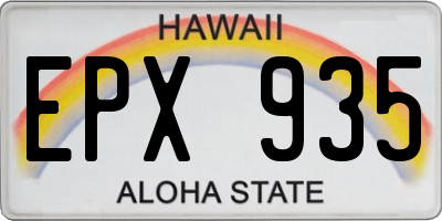 HI license plate EPX935