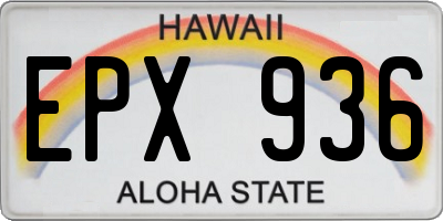 HI license plate EPX936