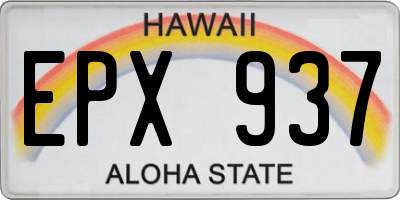 HI license plate EPX937