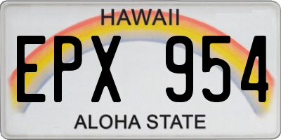 HI license plate EPX954