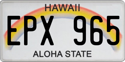 HI license plate EPX965