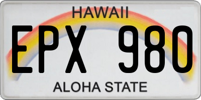 HI license plate EPX980