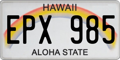 HI license plate EPX985