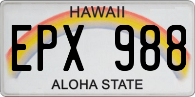 HI license plate EPX988