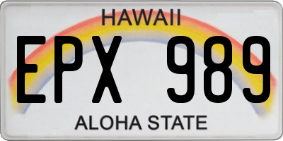 HI license plate EPX989