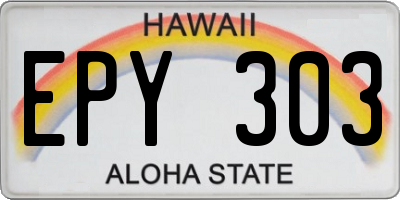 HI license plate EPY303