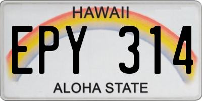 HI license plate EPY314