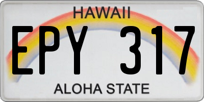 HI license plate EPY317