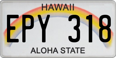 HI license plate EPY318