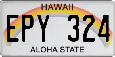 HI license plate EPY324