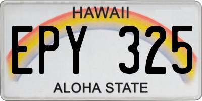 HI license plate EPY325