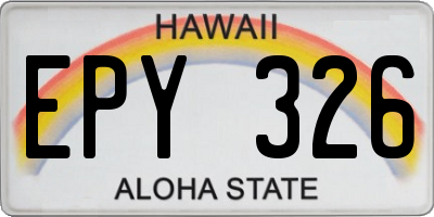 HI license plate EPY326