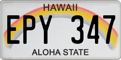HI license plate EPY347