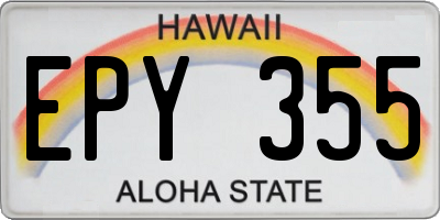 HI license plate EPY355
