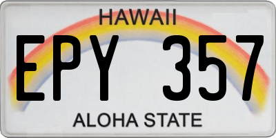 HI license plate EPY357