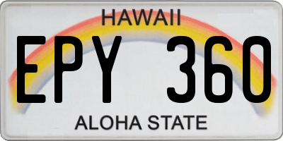 HI license plate EPY360