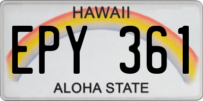HI license plate EPY361