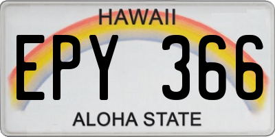 HI license plate EPY366