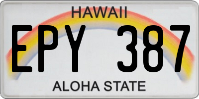 HI license plate EPY387