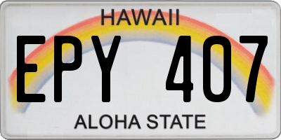 HI license plate EPY407