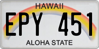 HI license plate EPY451