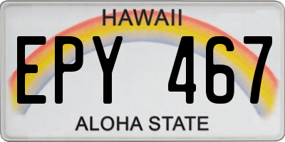 HI license plate EPY467