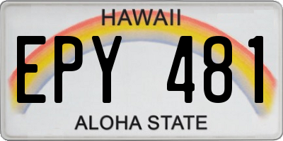 HI license plate EPY481