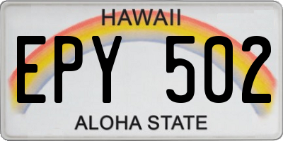 HI license plate EPY502