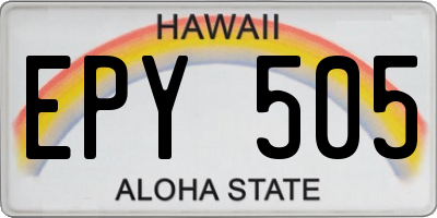 HI license plate EPY505