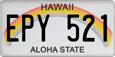 HI license plate EPY521
