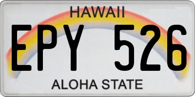 HI license plate EPY526