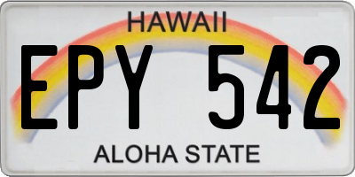 HI license plate EPY542