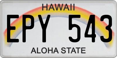HI license plate EPY543