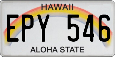 HI license plate EPY546