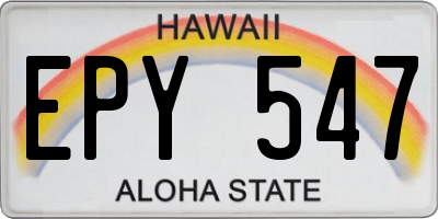 HI license plate EPY547
