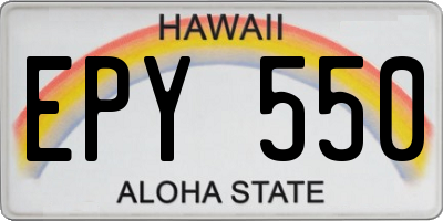 HI license plate EPY550