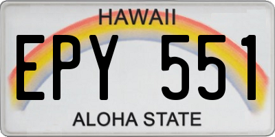 HI license plate EPY551