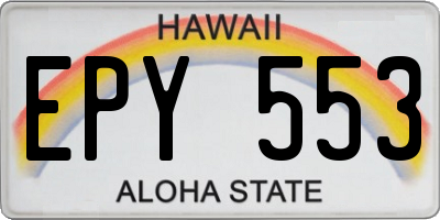 HI license plate EPY553
