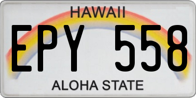HI license plate EPY558