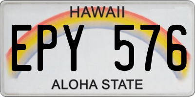 HI license plate EPY576