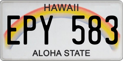 HI license plate EPY583