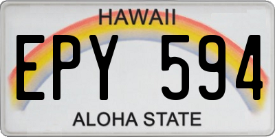 HI license plate EPY594