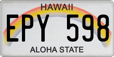 HI license plate EPY598