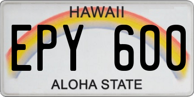 HI license plate EPY600