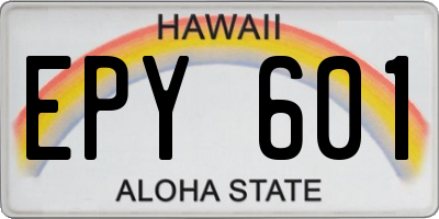 HI license plate EPY601