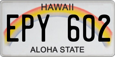 HI license plate EPY602