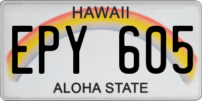HI license plate EPY605