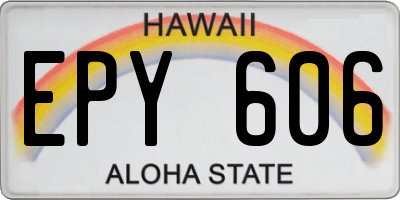 HI license plate EPY606